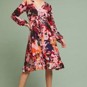 Anthro Maeve Edina Silk Dress